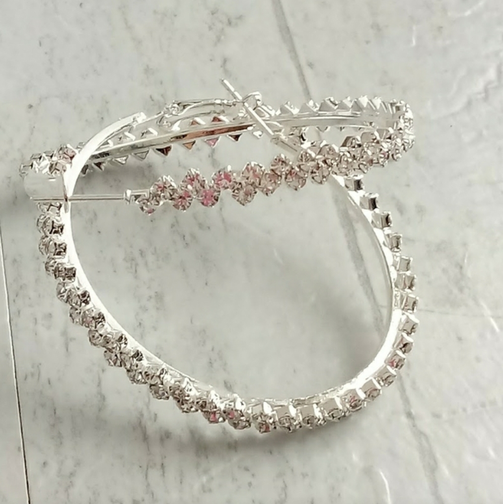 NEW CRYSTAL HOOP EARRINGS 2 INCH DIAMETER - Picture 3 of 7